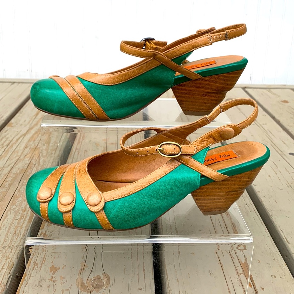 Green leather retro shoe Ella Miz Mooz